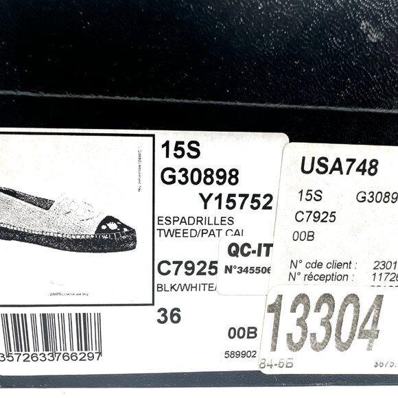 CHANEL 15S 2015 Classic Tweed Patent Cap Toe CC Logo Espadrilles Flats Shoes - Picture 16 of 16